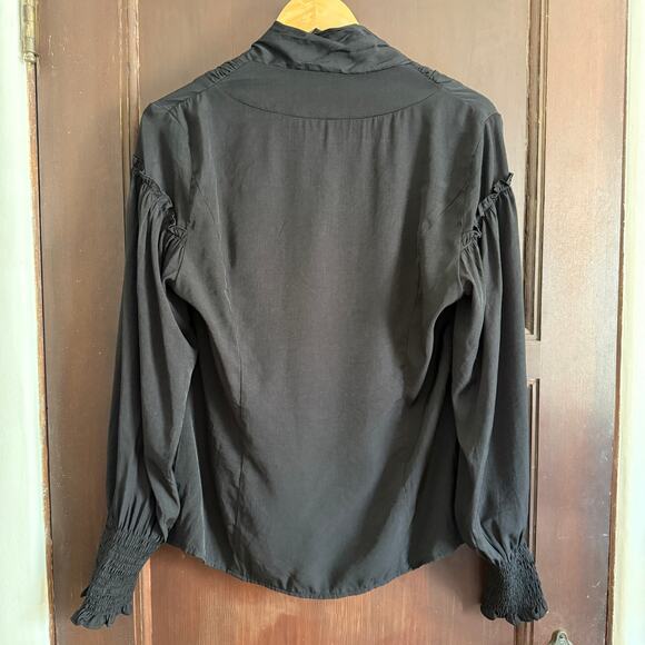 SCARLET DARKNESS | Black Victorian Style Steampunk Button down Blouse | Large - Picture 5 of 5